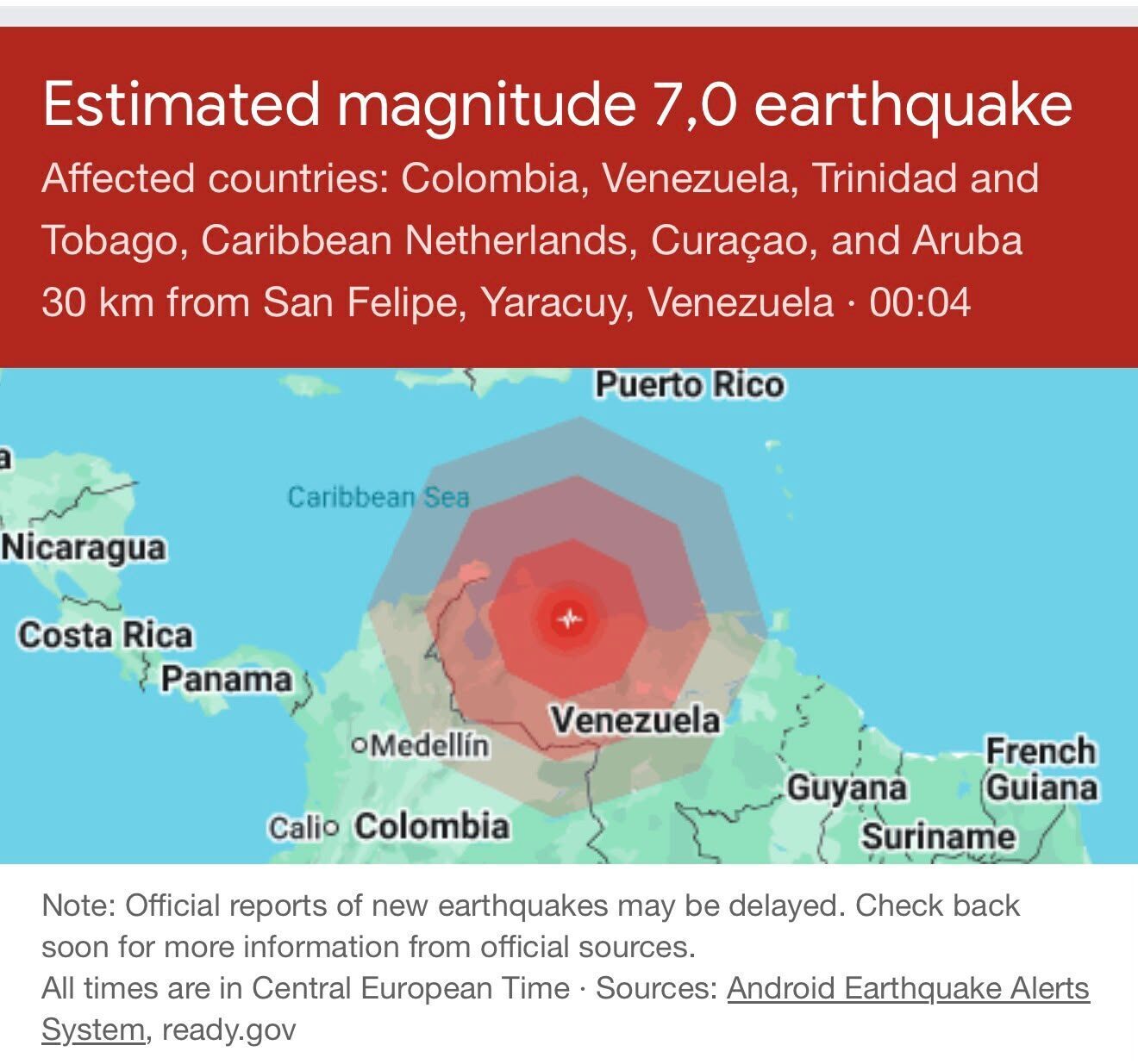 Temblor fuerte na Venezuela a keda sintí na Boneiru